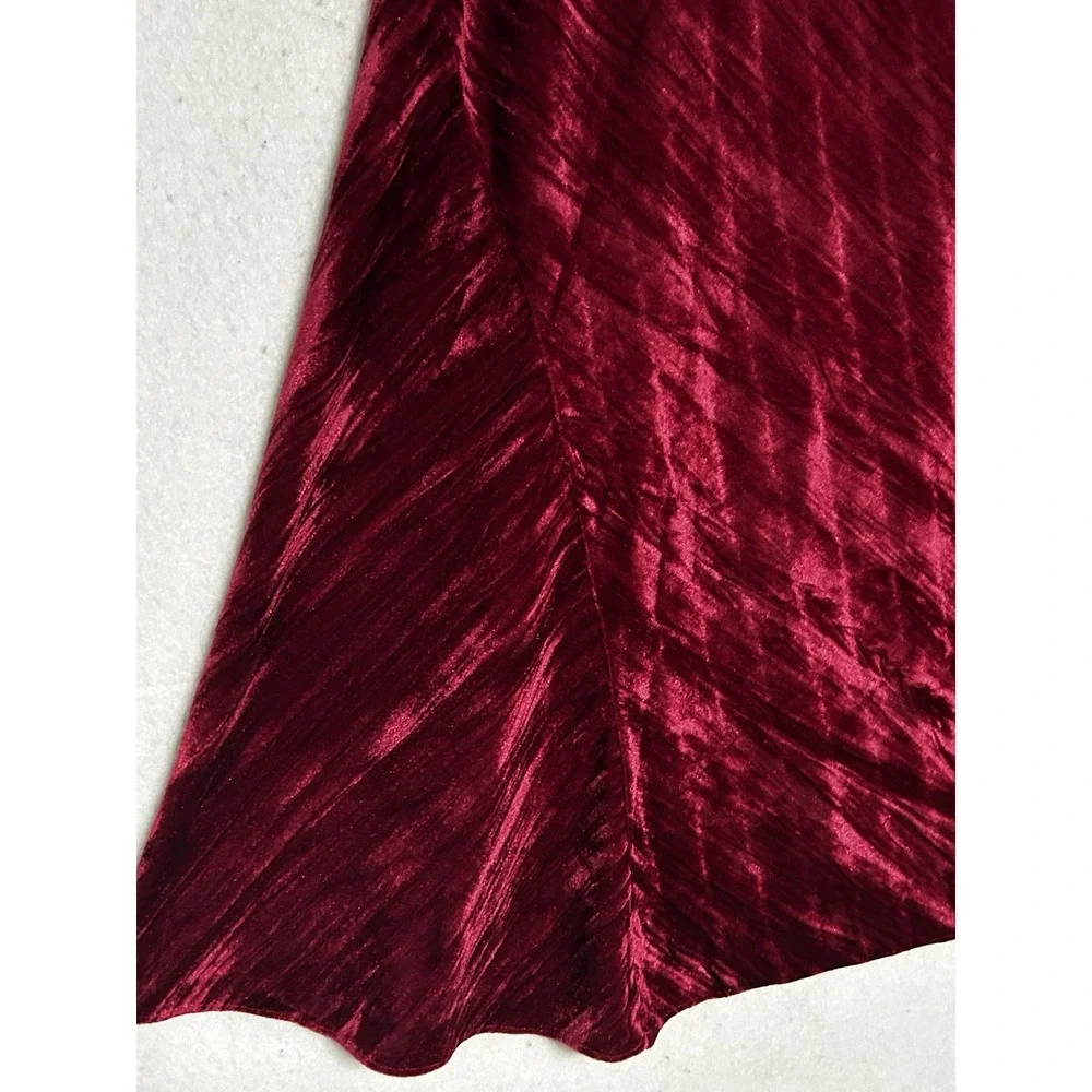Free People Velvet Maxi Skirt - Fairytale - Red Maroon Cranberry Whimsigoth M
